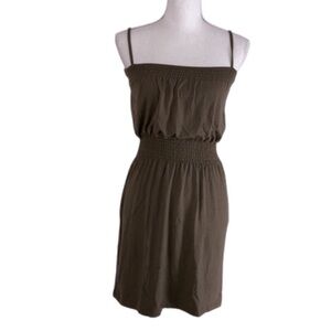 WARP Elegant Olive Green Taupe Women's Dress WA WARP spaghetti strap sleeveless